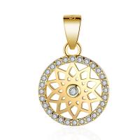 Cubic Zirconia Micro Pave Sterling Silver Pendant, Brass, plated, micro pave cubic zirconia & hollow 