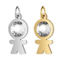 Rhinestone Stainless Steel Pendants, with rhinestone 