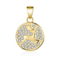 Cubic Zirconia Micro Pave Sterling Silver Pendant, Brass, gold color plated, micro pave cubic zirconia 