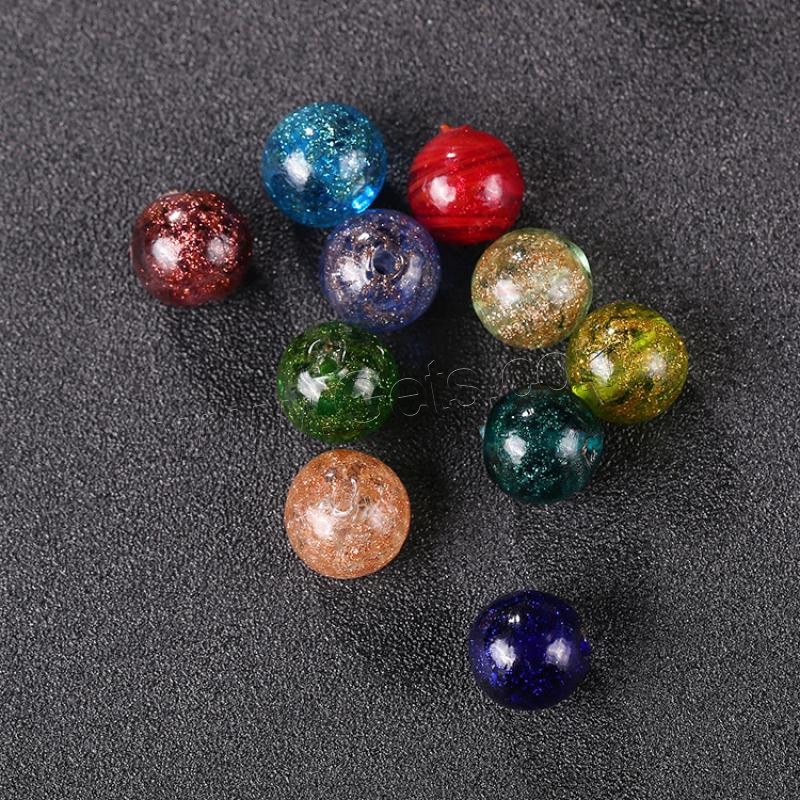 Goldsand Lampwork Perlen, rund, verschiedene Größen vorhanden, keine, 50PCs/Tasche, verkauft von Tasche