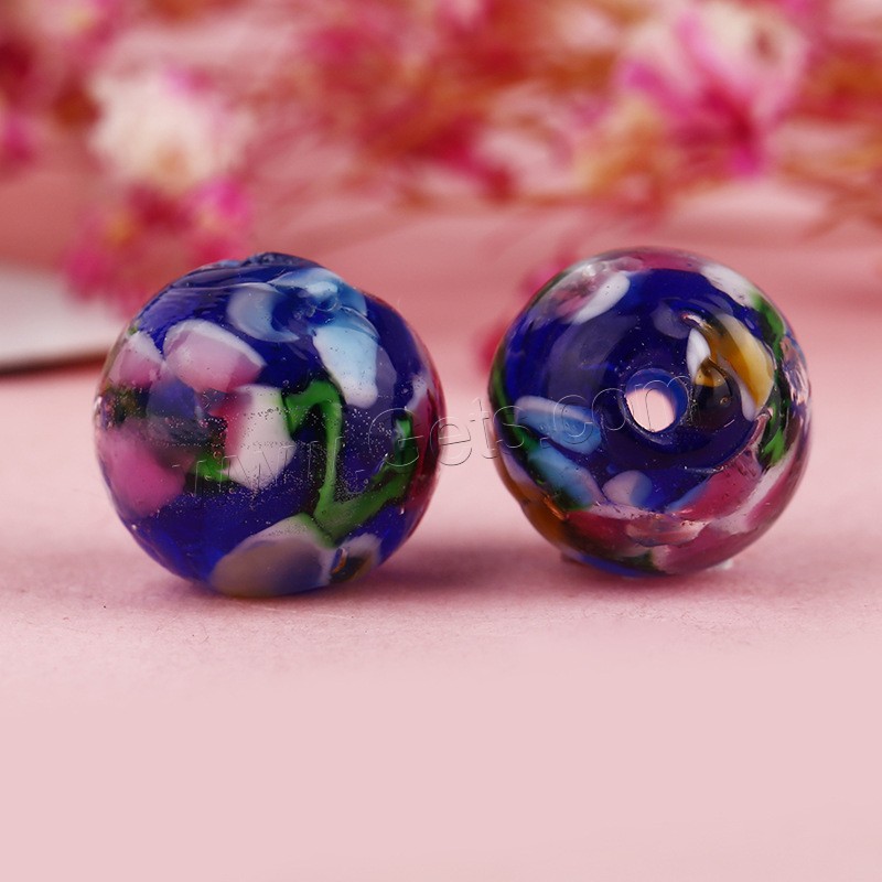 Inner Flower Lampwork Beads, Round, different size for choice, more colors for choice, 50PCs/Bag, Sold By Bag