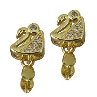 clip de pince en laiton, cygne, Placage de couleur d'or, pavé de micro zircon 0.85mm Environ Vendu par PC