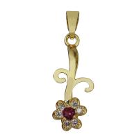 clip de pince en laiton, fleur, Placage de couleur d'or, pavé de micro zircon 1mm,1.5mm Environ Vendu par PC