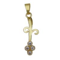 clip de pince en laiton, fleur, Placage de couleur d'or, pavé de micro zircon 1mm,1.5mm Environ Vendu par PC