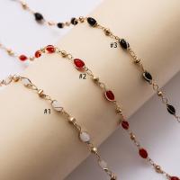 Brass Beading Chains, with Resin, gold color plated 6mm 