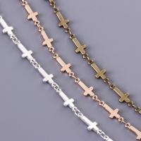 Brass Bar Chain, Cross, plated 