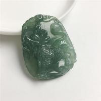 Jadeite Pendant, Kylin, polished, DIY & carved, green 