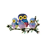 Zinc Alloy Jewelry Brooch, Owl, gold color plated, for woman & enamel & with rhinestone 