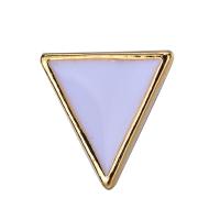 Brass Earring Stud Component, Triangle, real gold plated, DIY & with loop & enamel, 10mm 