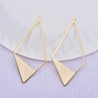 Hollow Brass Pendants, Rhombus, real gold plated, DIY 