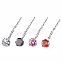 Fil d'argent Sterling Grâce Boucles d'oreilles, laiton, Placage de couleur argentée, pour femme & avec zircone cubique, plus de couleurs à choisir Vendu par paire