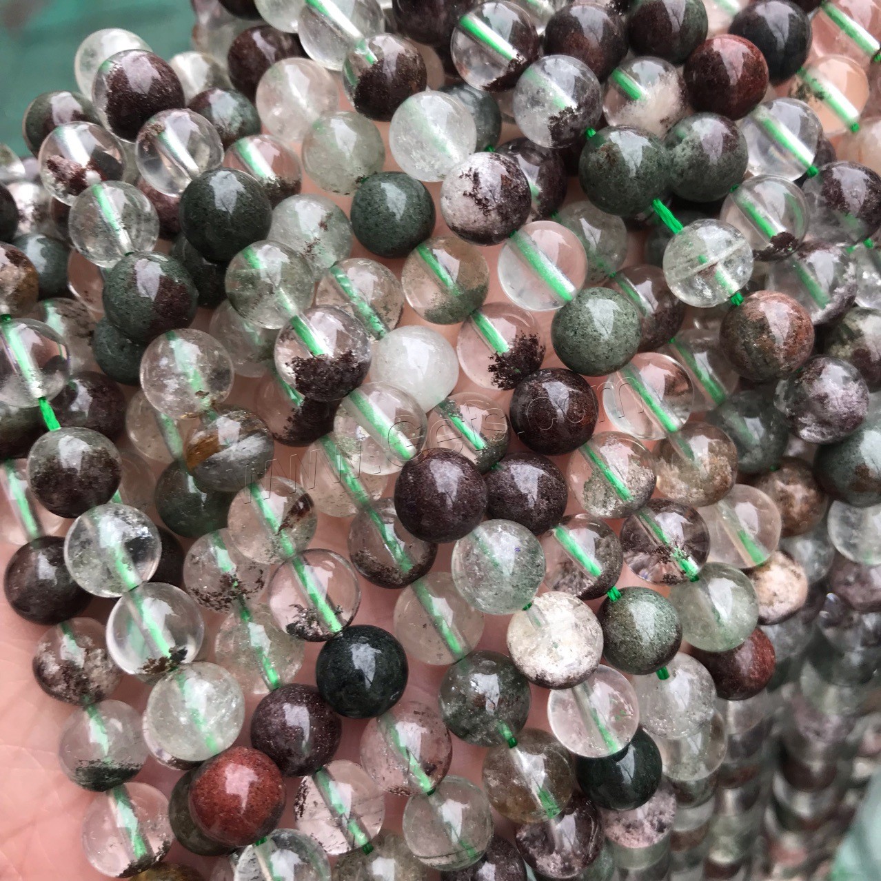 Green Phantom Quartz Beads, Round, polished, different size for choice, Hole:Approx 1mm, Sold By Strand