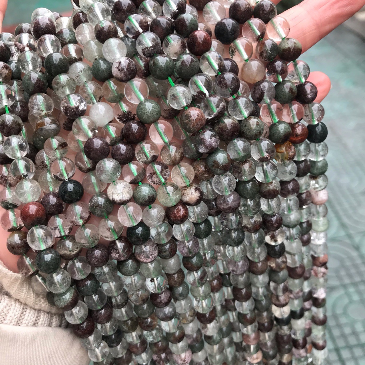 Green Phantom Quartz Beads, Round, polished, different size for choice, Hole:Approx 1mm, Sold By Strand