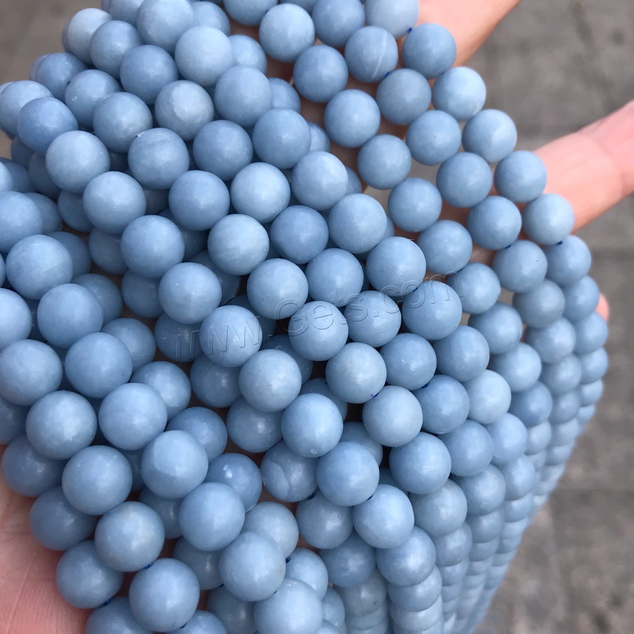 Angelite Beads, Round, polished, different size for choice, Hole:Approx 1mm, Sold By Strand