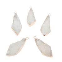 Natural Quartz Pendants, Ice Quartz Agate, plated, white, 44*17*10mm-51*18*14mm 