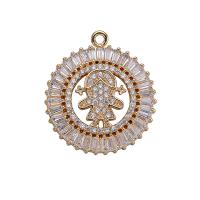 Cubic Zirconia Micro Pave Brass Pendant, gold color plated, micro pave cubic zirconia & hollow, 19mm Approx 1mm 