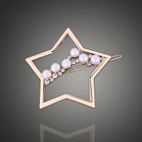 Broche de diamantes de imitación de la aleación de Zinc, con Perlas plásticas, Estrella, chapado, para mujer & con diamantes de imitación & hueco, más colores para la opción, 70x70mm, Vendido por UD