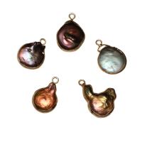 pendentif en laiton de perle d'eau douce cultivée, avec laiton, Placage de couleur d'or, 16*22*5mm-12*15*4mm Environ 1.8mm, Vendu par PC