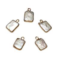 pendentif en laiton de perle d'eau douce cultivée, avec laiton, rectangle, Placage de couleur d'or, 10*15*4mm-8*14*3mm Environ 1.8mm, Vendu par PC