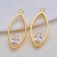 Cubic Zirconia Brass Pendants, gold color plated, with cubic zirconia & hollow Approx 1mm 