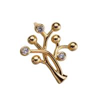 Cubic Zirconia Micro Pave Brass Pendant, Tree, gold color plated, micro pave cubic zirconia Approx 2mm 