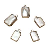 pendentif en laiton de perle d'eau douce cultivée, avec laiton, rectangle, Placage de couleur d'or, 13*20*6mm-10*17*4mm Environ 1.8mm, Vendu par PC