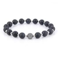 Zink Legierung Strass Armbänder, Zinklegierung, mit Abrazine Stein & Lava & Magnetische Hämatit, plattiert, unisex & verschiedene Stile für Wahl & mit Strass, schwarz, 8mm,10mm,9mm, Länge:ca. 6.70 ZollInch, ca. 7.88 ZollInch, verkauft von Strang