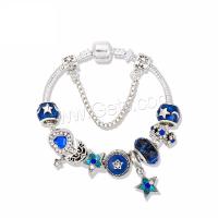 laiton bracelet European, avec chalumeau & alliage de zinc, Placage de couleur argentée, longueur différente pour le choix & pour femme & avec strass, plus de couleurs à choisir, Vendu par brin