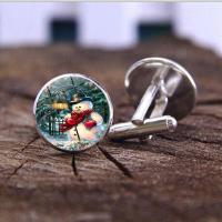 Zinc Alloy Cufflinks, with Glass Gemstone, plated, time gem jewelry & Unisex 18*17mm 