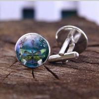 Zinc Alloy Cufflinks, with Glass Gemstone, plated, time gem jewelry & Unisex 18*17mm 