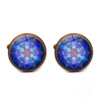 Zinc Alloy Cufflinks, with Glass Gemstone, plated, time gem jewelry & Unisex 18*17mm 