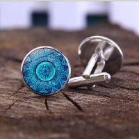 Zinc Alloy Cufflinks, with Glass Gemstone, plated, time gem jewelry & Unisex 18*17mm 