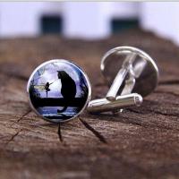 Zinc Alloy Cufflinks, with Glass Gemstone, plated, time gem jewelry & Unisex 18*17mm 