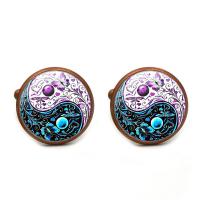 Zinc Alloy Cufflinks, with Glass Gemstone, plated, time gem jewelry & Unisex 18*17mm 