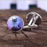 Zinc Alloy Cufflinks, with Glass Gemstone, plated, time gem jewelry & Unisex 18*17mm 