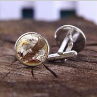 Zinc Alloy Cufflinks, with Glass Gemstone, plated, time gem jewelry & Unisex 18*17mm 