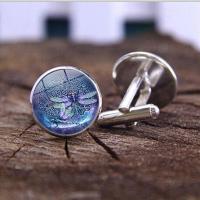 Zinc Alloy Cufflinks, with Glass Gemstone, plated, time gem jewelry & Unisex 18*17mm 