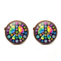 Zinc Alloy Cufflinks, with Glass Gemstone, plated, time gem jewelry & Unisex 18*17mm 