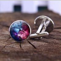 Zinc Alloy Cufflinks, with Glass Gemstone, plated, time gem jewelry & Unisex 18*17mm 