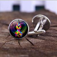 Zinc Alloy Cufflinks, with Glass Gemstone, plated, time gem jewelry & Unisex 18*17mm 