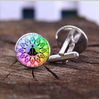 Zinc Alloy Cufflinks, with Glass Gemstone, plated, time gem jewelry & Unisex 18*17mm 