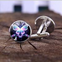 Zinc Alloy Cufflinks, with Glass Gemstone, plated, time gem jewelry & Unisex 18*17mm 