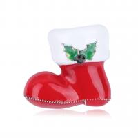 aleación de zinc broche, con esmalte, Bota de Navidad, chapado, para mujer, Rojo, 33x31mm, Vendido por UD