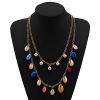 Collier de coquillages, coquille, avec perle de plastique, Placage, Double couche & bijoux de mode & pour femme, plus de couleurs à choisir, Vendu par brin