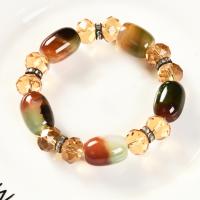 Quartz Bracelets, Citrine, plated, Unisex & with rhinestone 14mm 