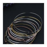 Pulseras de la boca abierta de hierro, fundición, chapado, Ajustable & para mujer, más colores para la opción, bangle inner diameter 65mm, wire diameter 1.5mm, Vendido por UD