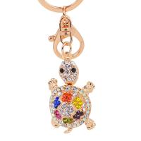 Fermoir porte clé en alliage de zinc, tortue, Placage de couleur d'or, Style coréen & pour femme & avec strass, plus de couleurs à choisir, 125mm, Vendu par PC