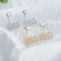 Zinc Alloy Split Earring, with Cubic Zirconia, plated, fashion jewelry & for woman 20*30mm 