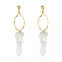 Zinc Alloy Drop Earring, with Shell, gold color plated, fashion jewelry & for woman 