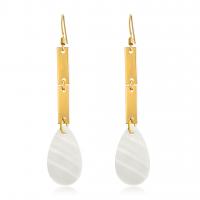 Zinc Alloy Drop Earring, with Shell, gold color plated, for woman 